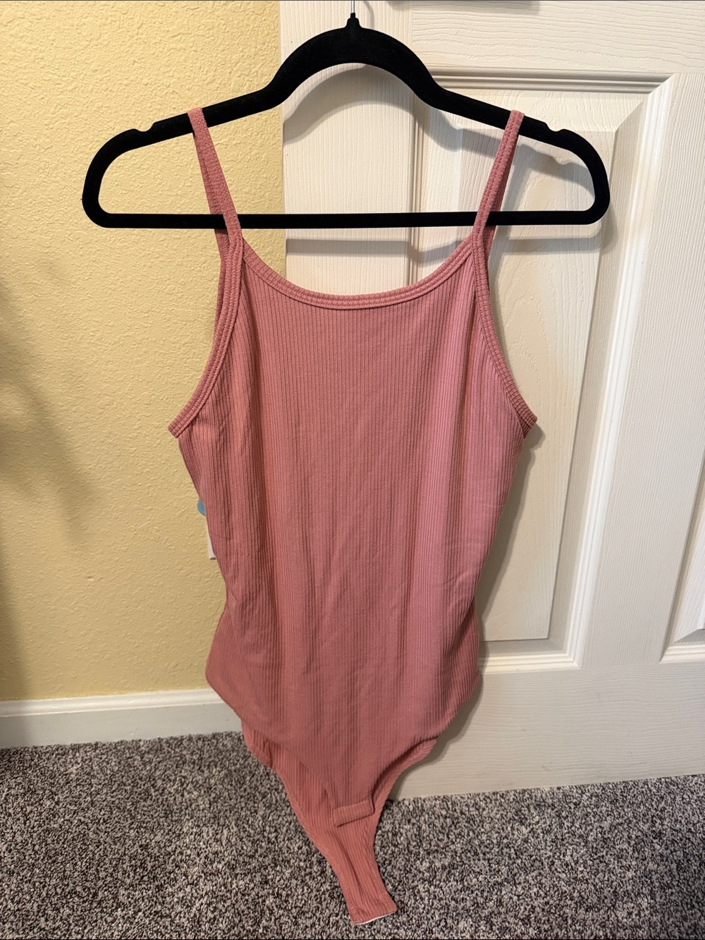 Pink Lily Dusty Rose Ribbed Tank Bodysuit